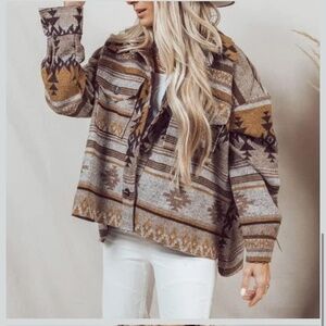 Womens boho Woolen jacket Aztec print